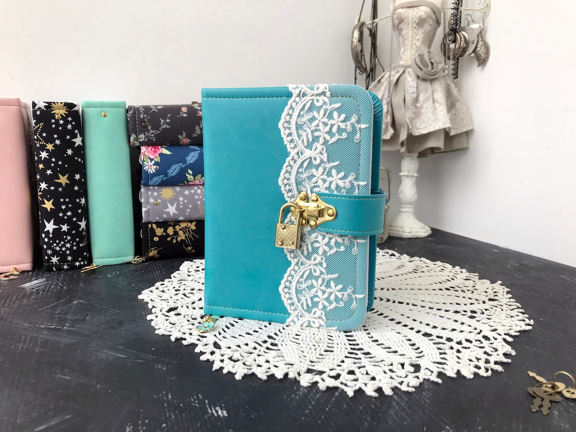 Bright faux leather journal with lock and key for girl Etsy