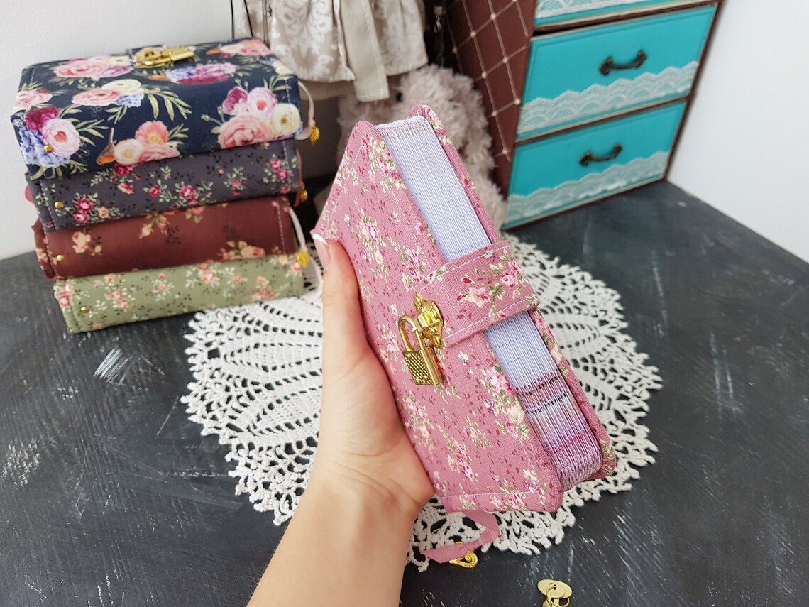 Vintage style floral diary with lock and key Etsy