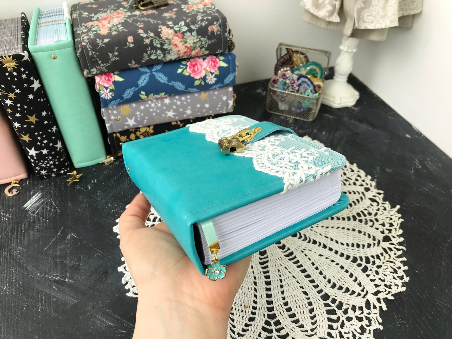 Bright faux leather journal with lock and key for girl Etsy