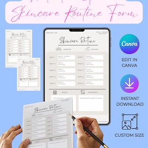 Editable Skincare Routine Template | Custom Client Skincare Plan | Canva Digital Download