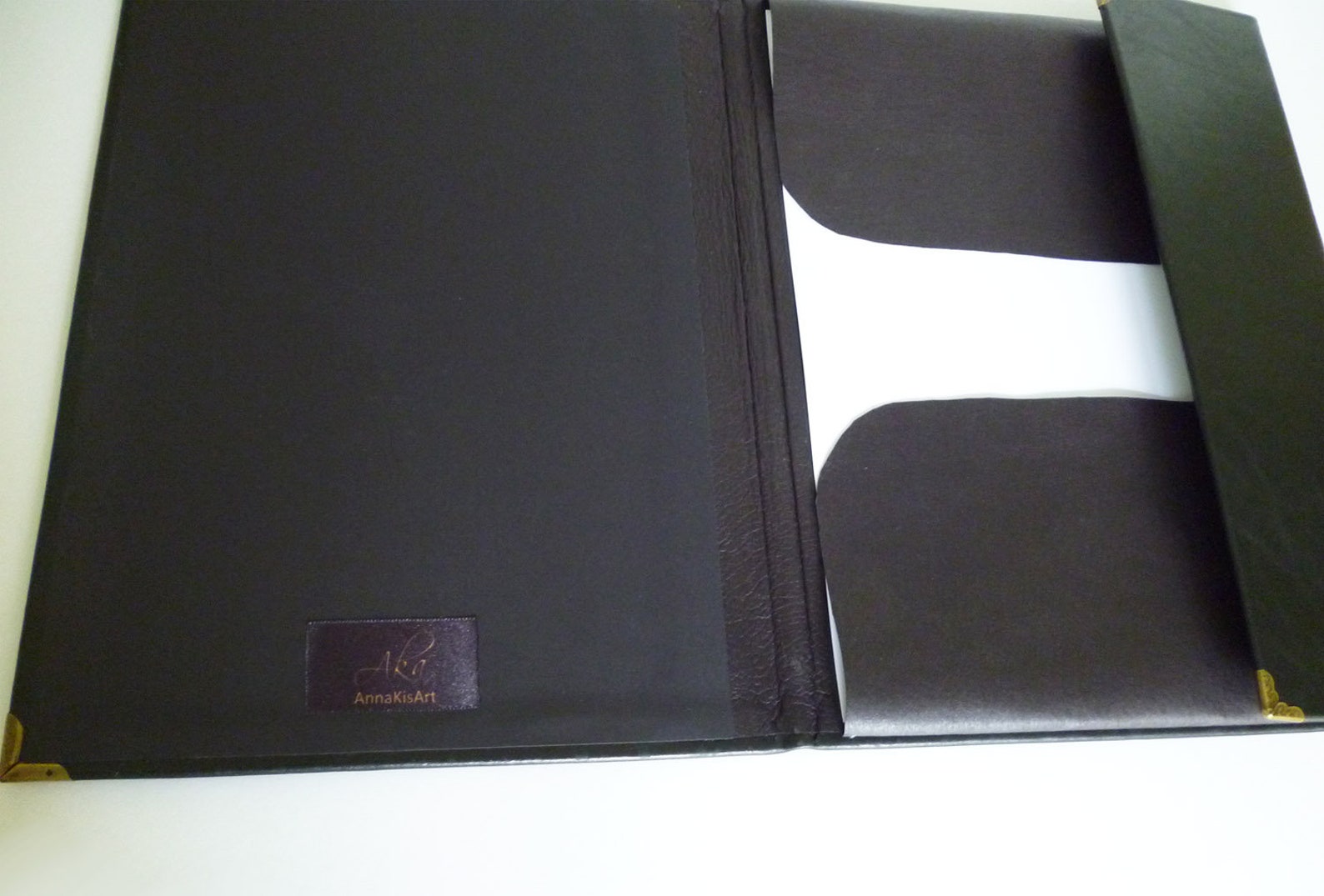 Leather Portfolio Folder Black Journal Manuscript Holder A4 Etsy