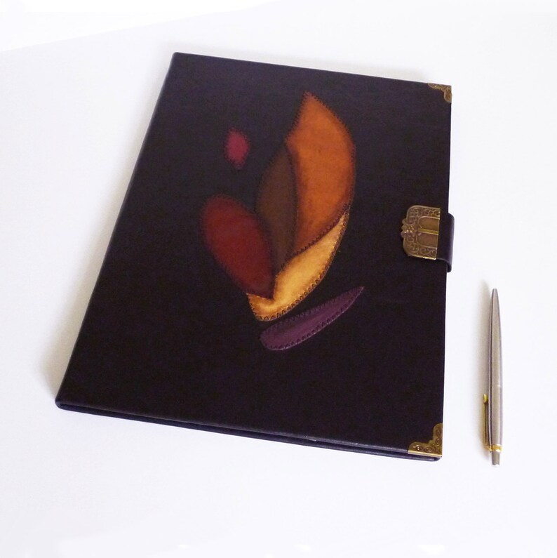 Leather Portfolio Folder Black Journal Manuscript Holder A4 Etsy