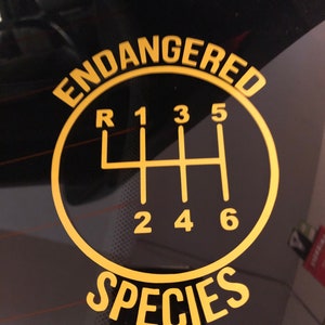 Endangered Species / Manual Transmission /Stick Shift Car Vinyl Decal