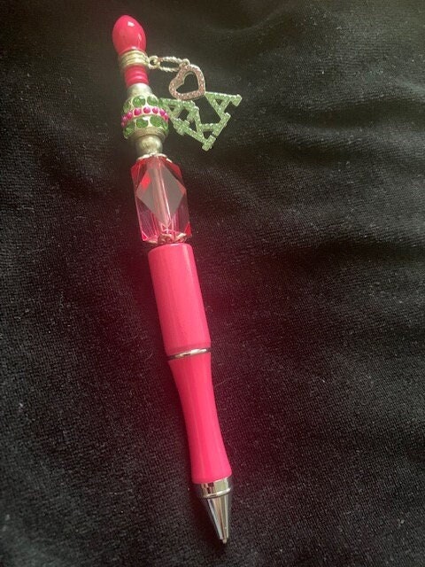 Pink and Green AKA Beaded Pen (Pretty Bubble Gum Bead Edition