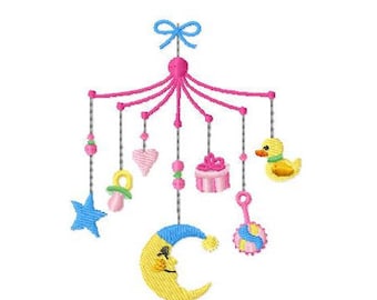 Embroidery of a baby mobile for a 4x4 embroidery machine