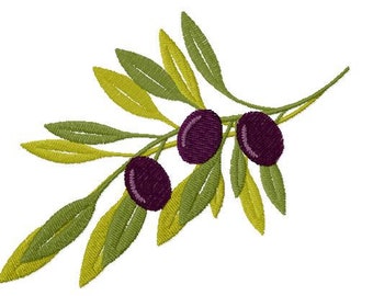 Embroidery of an olive branch for embroidery machine format 4x4 and 5x7