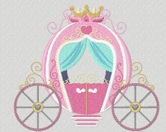 Embroidery of a princess carriage for embroidery machine