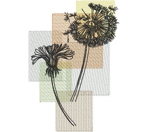Dandelion flower embroidery for embroidery machine