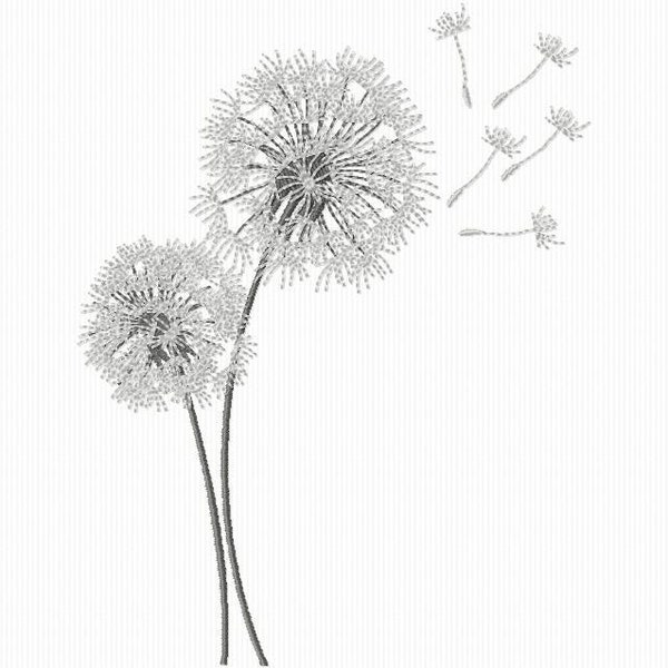 Dandelion flower embroidery for embroidery machine