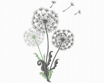 Dandelion flower embroidery pattern for embroidery machine format 5x7