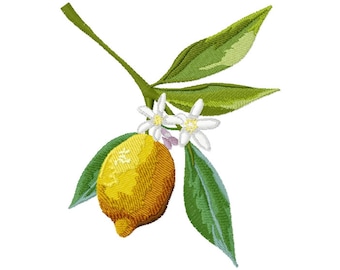 Lemon tree branch embroidery for embroidery machine