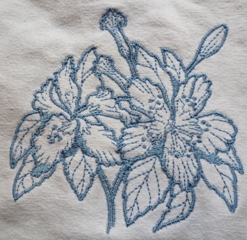 10 redwork flower embroideries for 4x4 format embroidery machine image 5