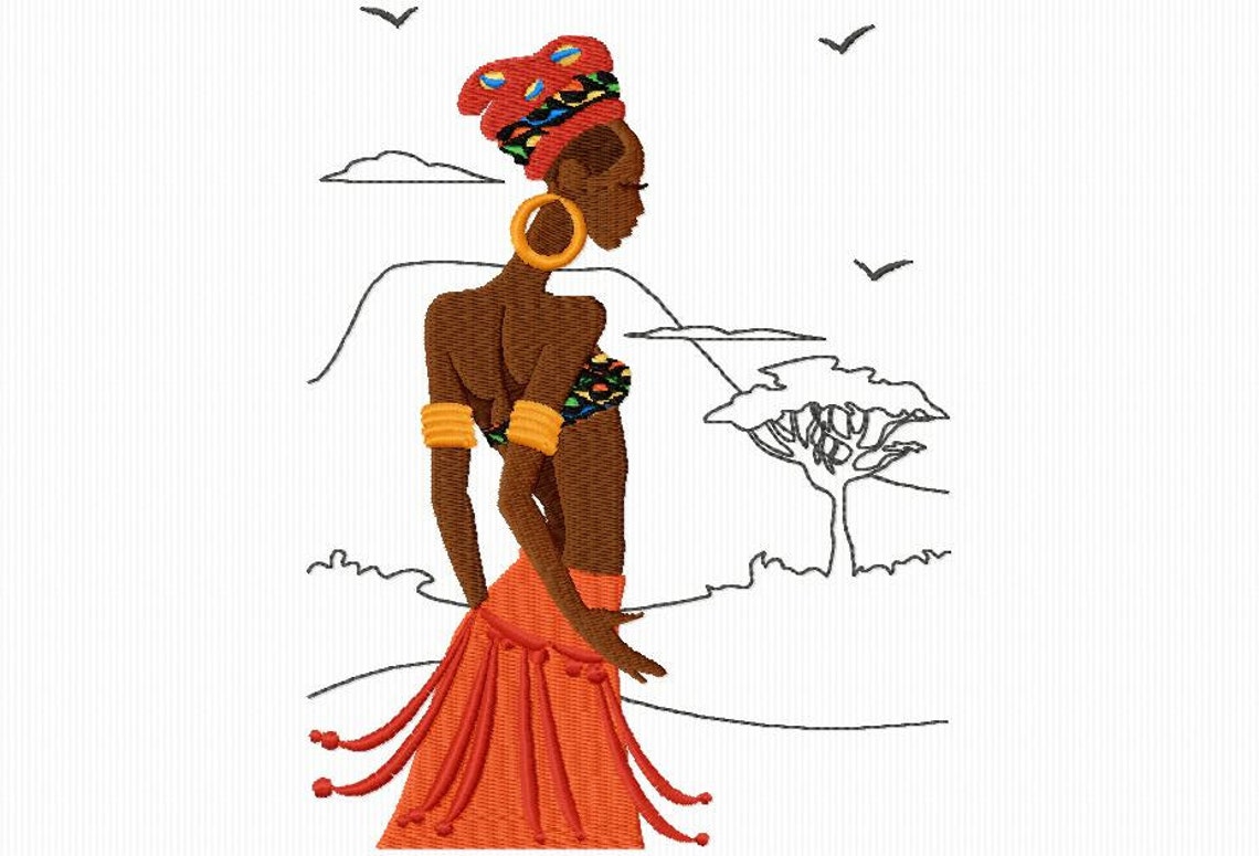 2 African women for machine embroidery embroidery format 5 x 7 Etsy