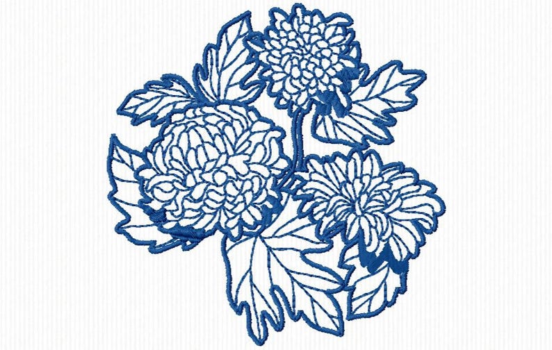 10 redwork flower embroideries for 4x4 format embroidery machine image 1