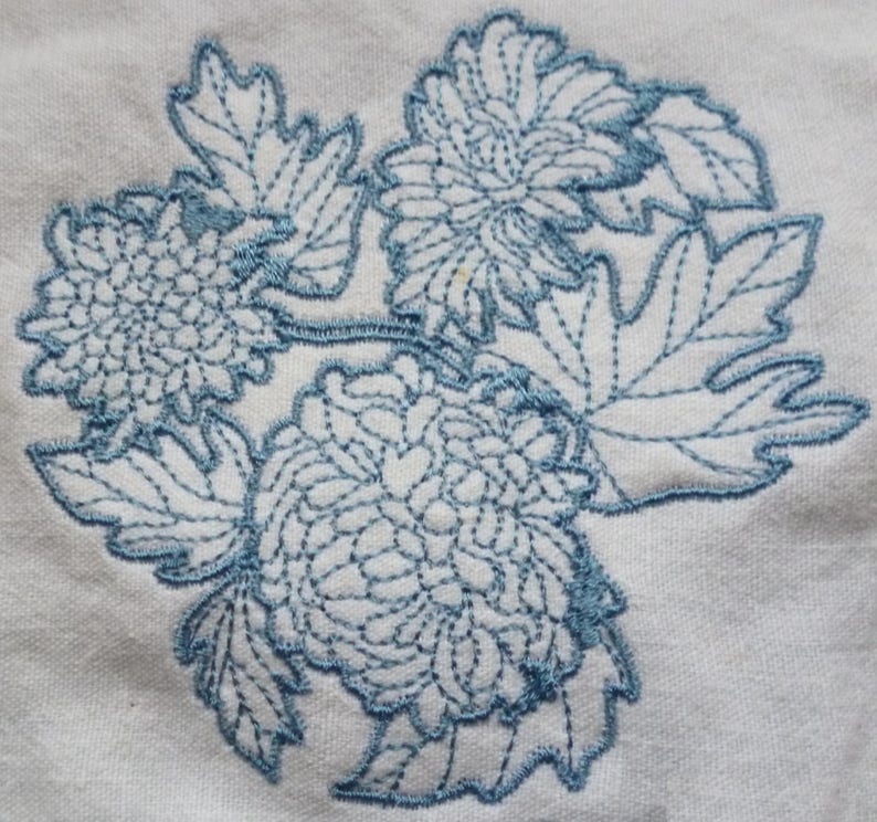 10 redwork flower embroideries for 4x4 format embroidery machine image 3