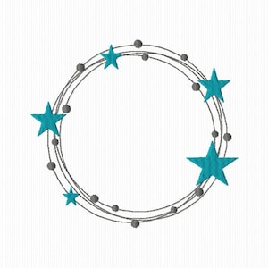 Embroidery design of a star frame in 4x4 and 5x7 format