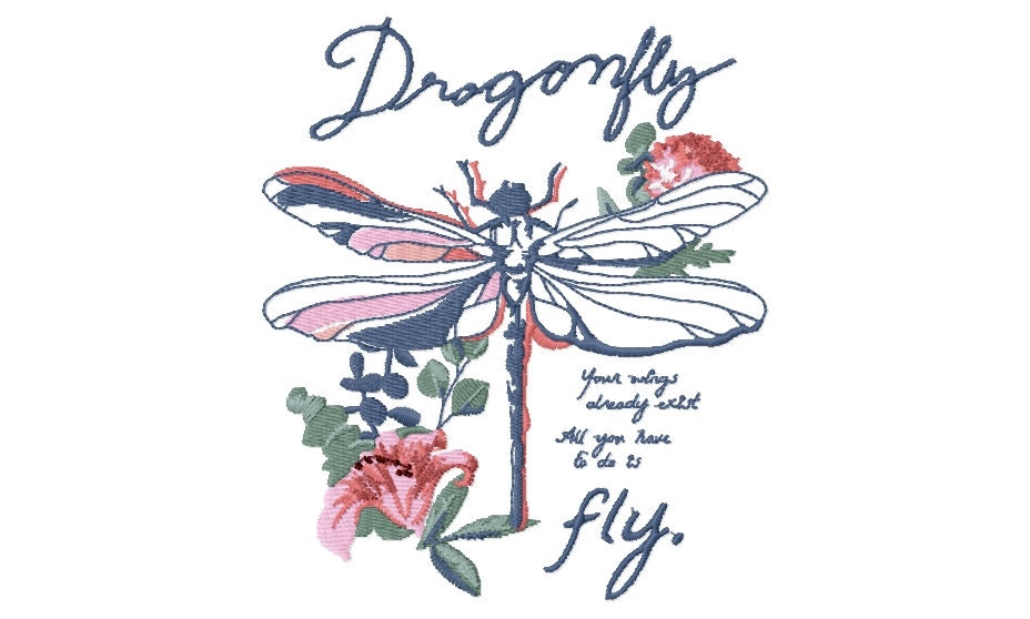 Embroidery of a dragonfly for embroidery machine