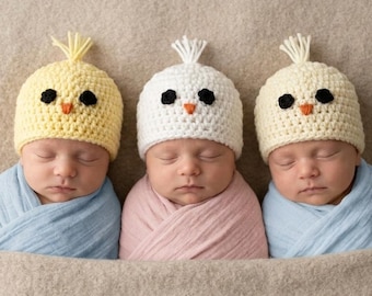 Baby Chick Hat, Preemie to 1T-2T Sizes, Easter Photo Prop