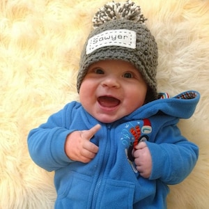 Monogrammed Baby Hat, Baby Announcement Hat, Personalized Newborn Hat, 43 Colors, 7 Sizes