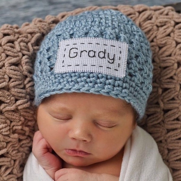 Monogrammed Baby Boy Hat, Personalized Newborn Hat, Embroidered Baby Hat, New Baby Gift, Baby Name Announcement, Personalized Photo Prop