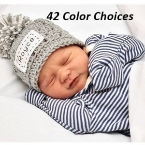 Monogrammed Baby Boy Winter Hat, Baby Boy Hat, Personalized Baby Hat, Baby Girl Hat, Monogrammed Name, Embroidered Baby Girl Hat, Preemie/1T