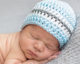 Baby Boy Hat, Newborn Photo Prop, Infant Hat, Children's Hat, Coming Home Hat, Crochet Baby Hat, New Baby Gift, Baby Boy, Infant Baby Hat