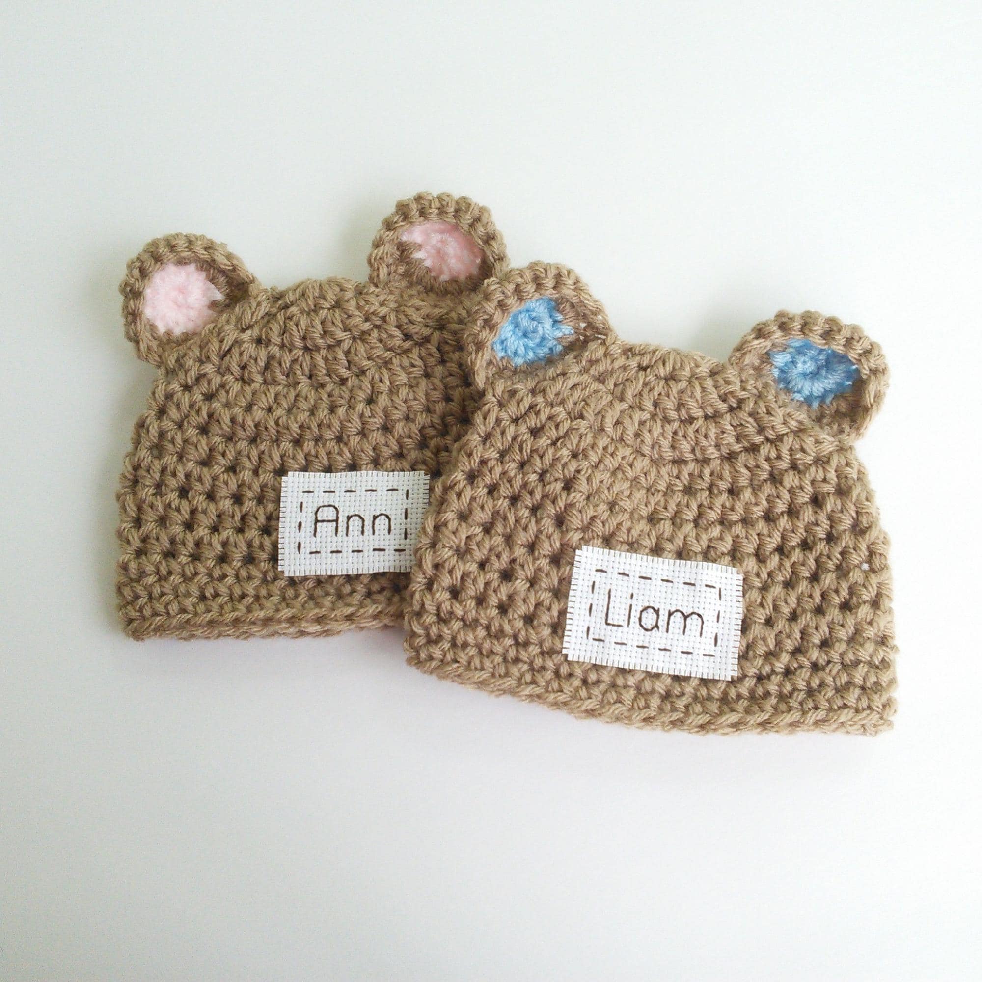 Monogrammed Baby Bear Hat, Baby Announcement, Personalized Hat, Newborn Photo Prop, Crochet Baby Hat, Baby Shower Gift, Baby Bear