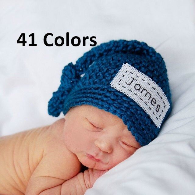 Newborn Monogrammed Hat Personalized Newborn Hat Baby Hat Etsy