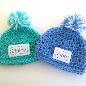 Monogrammed Newborn Baby Hat, 35 Colors, 7 Sizes, Personalized Hats for Twins