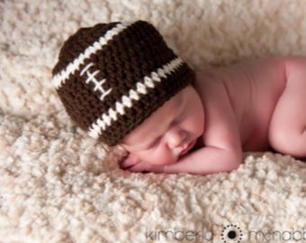 Crochet Football Beanie: Newborn Baby Boy Photo Prop