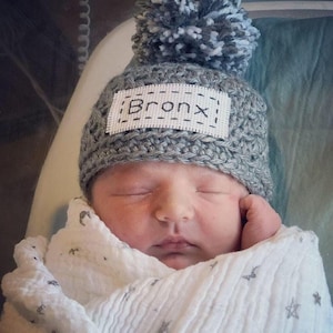 Baby Hat with Name, Personalized Newborn Hat, 43 Colors, Preemie to 1T-2T Size