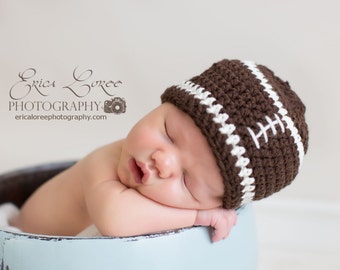 Baby Boy Football Hat, Crochet Football Beanie, Newborn Football Outfit, Crochet Baby Hat, Football Hat, Newborn Football Hat