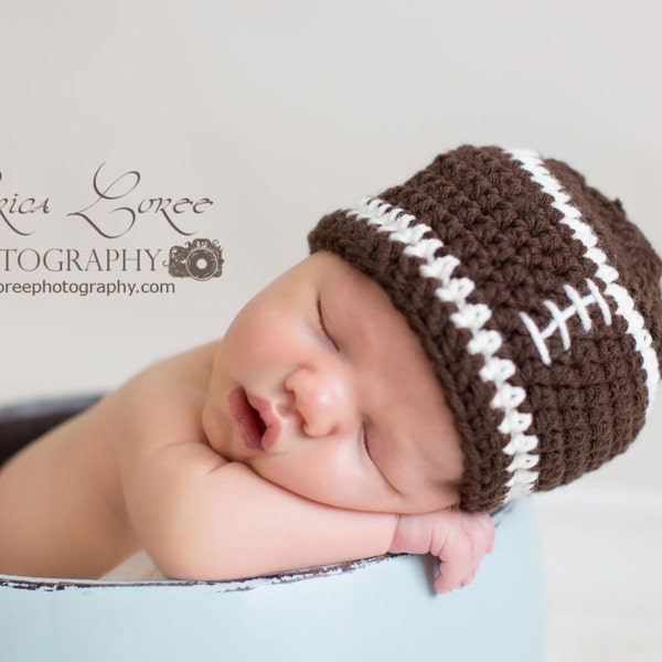 Baby Boy Football Hat, Crochet Football Beanie, Newborn Football Outfit, Crochet Baby Hat, Football Hat, Newborn Football Hat