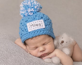 Baby Hat with Name, Preemie to 1T-2T Sizes, Gender Neutral Hat, Personalized Baby Hat, Monogrammed Baby Beanie, Baby Girl Hat, Baby Boy Hat