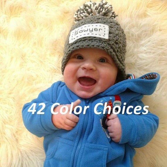 monogrammed baby hat