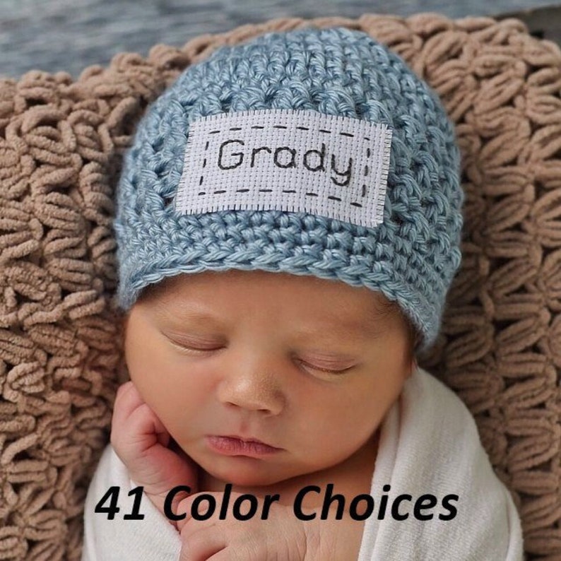 Monogrammed Baby Boy Hat Personalized Newborn Hat Etsy