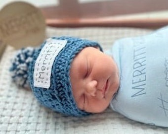 Personalized Baby Hat, Preemie to 1T-2T, 45 Colors, New Baby Gift, Crochet Newborn Hat, Baby Boy Hat, Baby Girl Gift