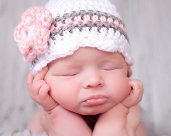 Baby Girl Hat, Newborn Photo Prop, Infant Hat, Children's Hat, Coming Home Hat, Crochet Baby Hat, New Baby Gift, Baby Girl, Infant Baby Hat