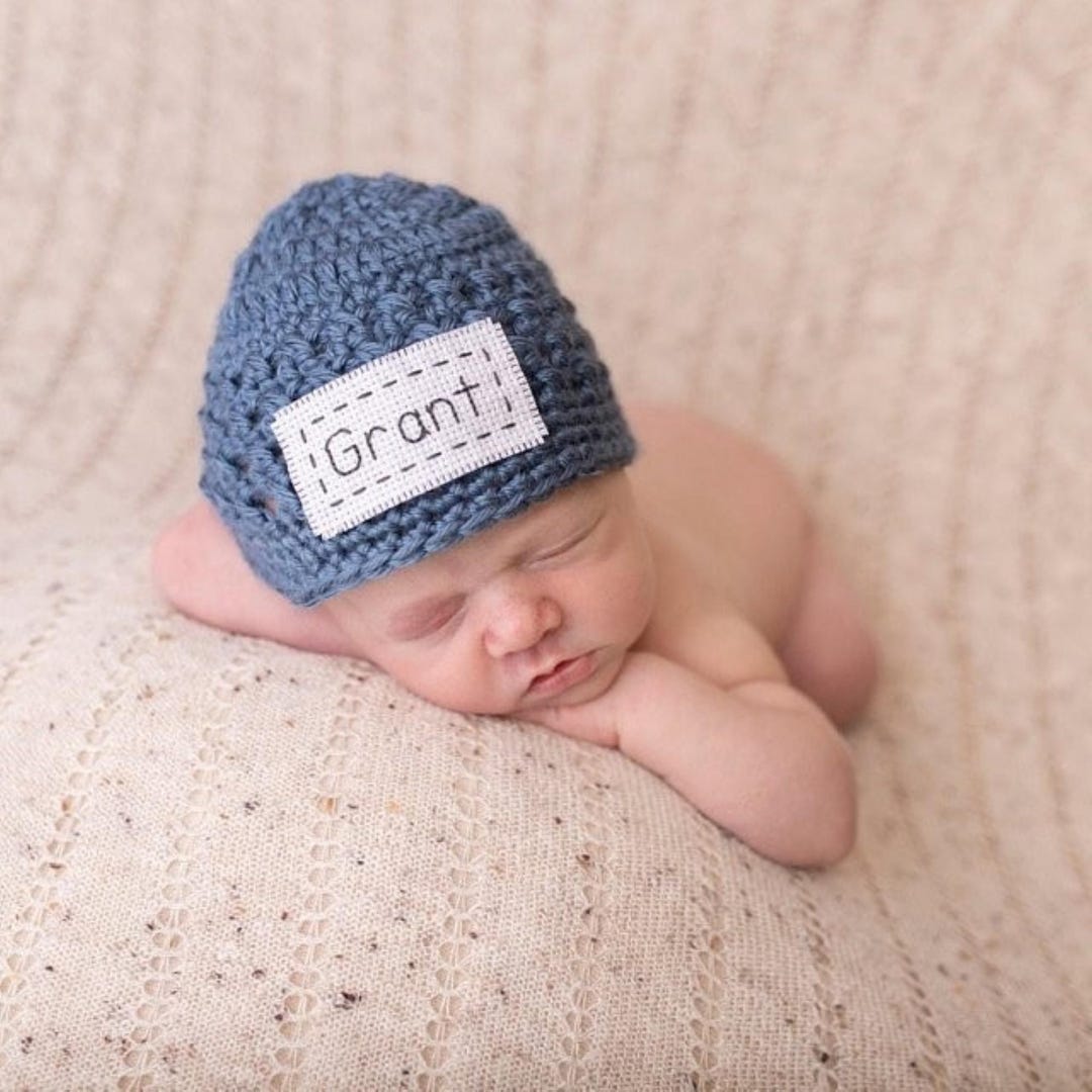Monogrammed Baby Beanie, Personalized Newborn Hat - Etsy