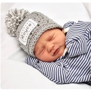 Monogrammed Crochet Baby Pom-Pom Hat: Personalized Winter Wear