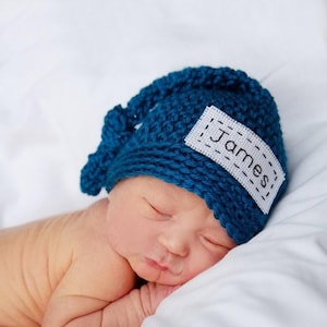 Monogrammed Baby Knot Hat: Personalized Newborn Gift, 43 Colors