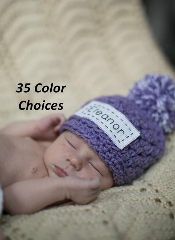 newborn baby hat with name