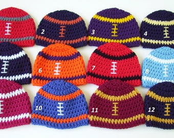 College Football Hat, Football Hat, Crochet Football Hat, Baby Boy Hat, Football Beanie, Crochet Baby Hat, Toddler Football Hat