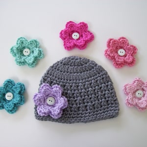 Newborn Baby Girl Hat, Baby Shower Gift for Girl, 43 Flower Colors, Newborn to 1T-2T