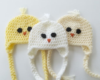 Chick Crochet Baby Hat, Baby Photo Prop, Newborn to 1T-2T Sizes