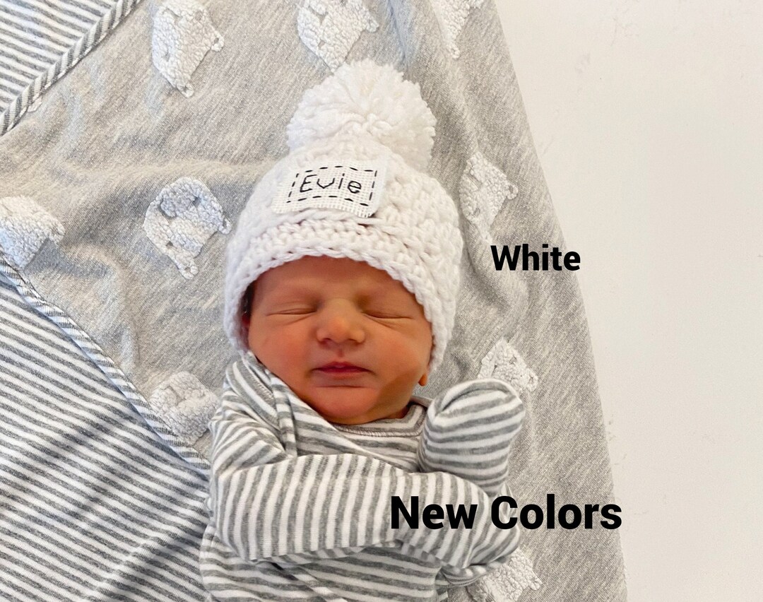 Monogrammed Newborn Baby Hat, Baby Hat With Name Newborn, Newborn Hat