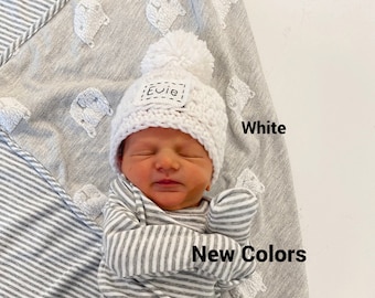 Monogrammed Newborn Baby Hat, Baby Hat with Name Newborn, Newborn Hat Boy, Newborn Name Beanie, Newborn Hat, Baby Announcement Hat,
