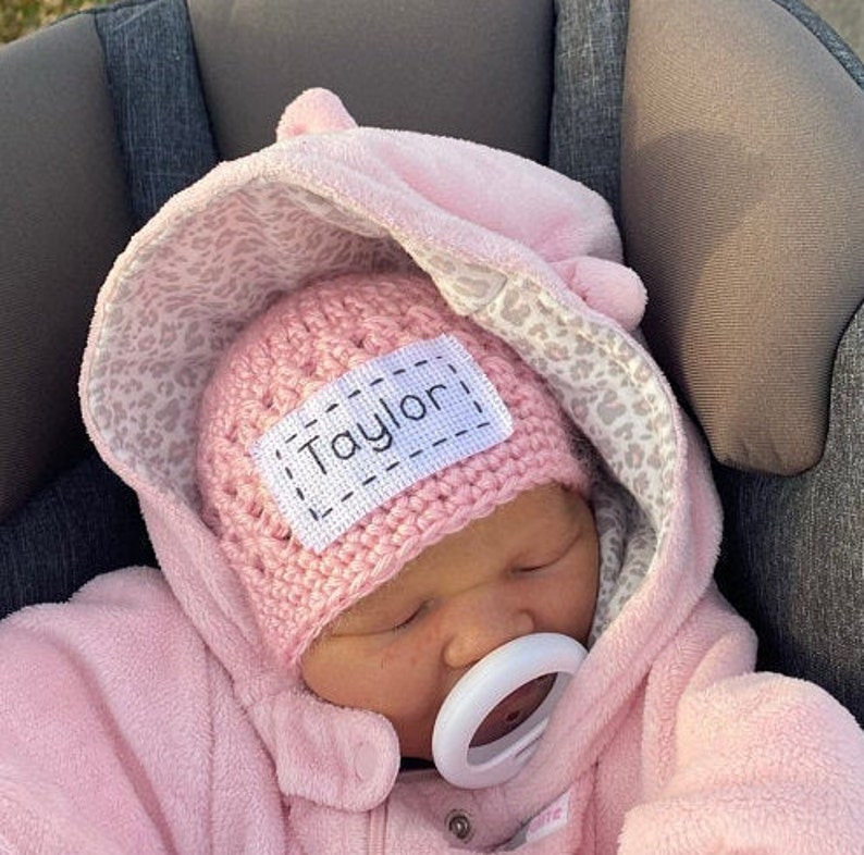 Monogrammed Newborn Baby Hat Personalized Baby Boy Hat Etsy