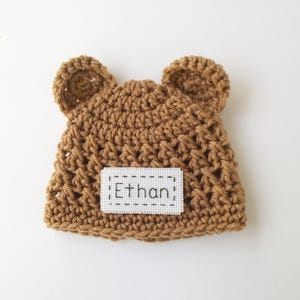 Baby Bear Monogrammed Hat, 6 Colors, Newborn to 1T-2T, Personalized Bear Hat