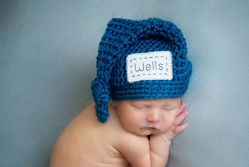 Personalized Newborn Knot Hat, Newborn Name Hat, Newborn Monogram Hat, Newborn Baby Gift, Newborn Props, Monogrammed Baby Hat, Hospital Hat image 1